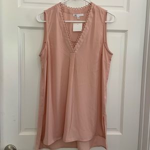 NEW DR2 Pink Sleeveless Blouse w/ Scallop Detail